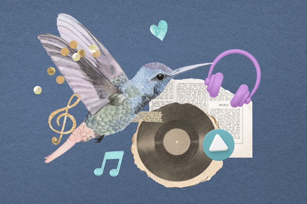 Singing bird collage remix, editable design