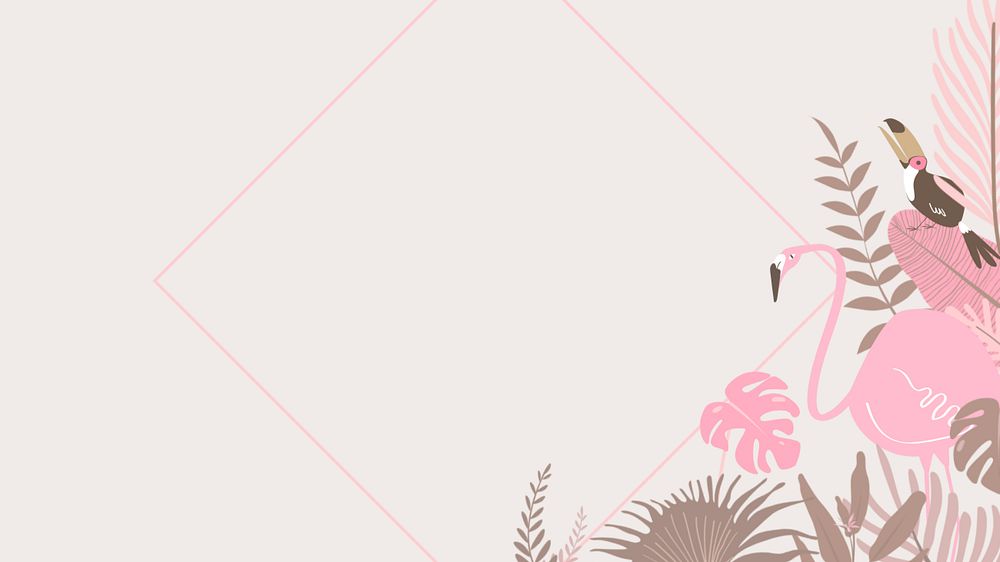 Pastel tropical frame desktop wallpaper, editable beige design