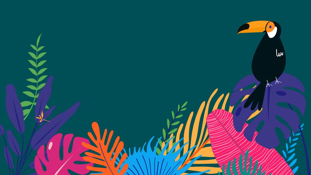 Colorful tropical birds desktop wallpaper, editable green design