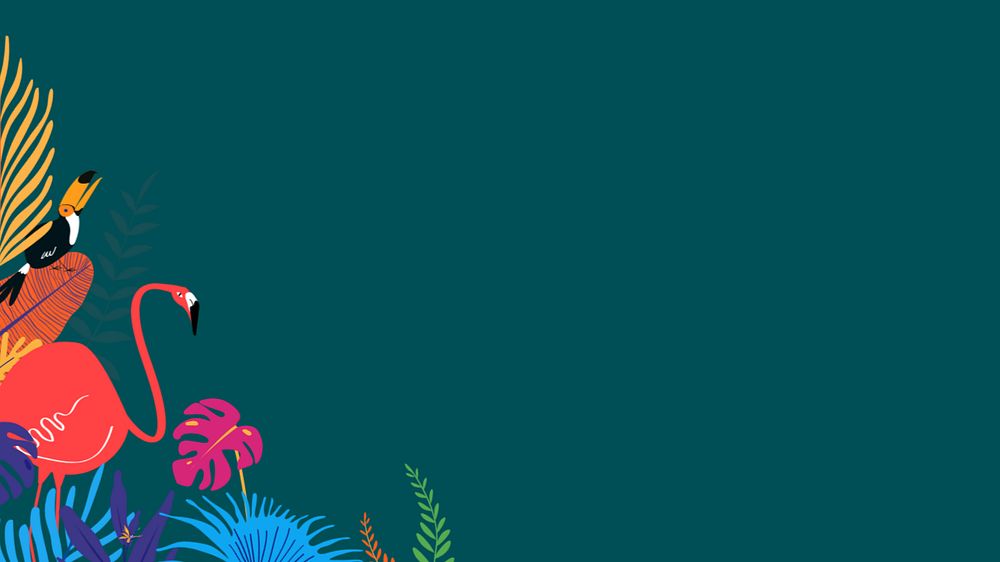 Colorful tropical jungle desktop wallpaper, editable green design