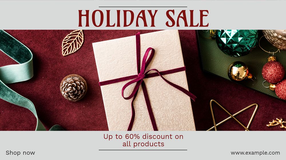 Holiday sale blog banner template, editable text