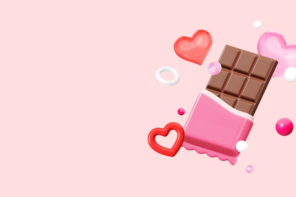 Valentine's chocolate bar background, 3D love remix, editable design