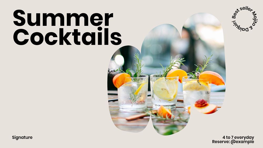 Summer cocktails blog banner template, editable text