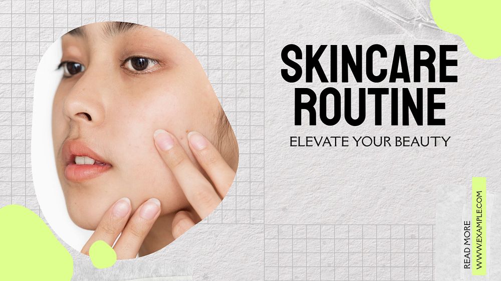 Skincare routine blog banner template, editable text