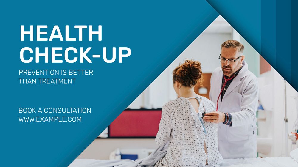 Health check-up blog banner template, editable text