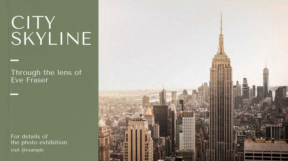 City skyline blog banner template, editable text