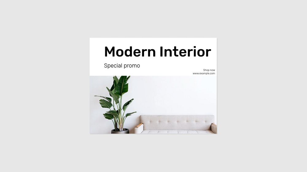 Modern interior blog banner template, editable text