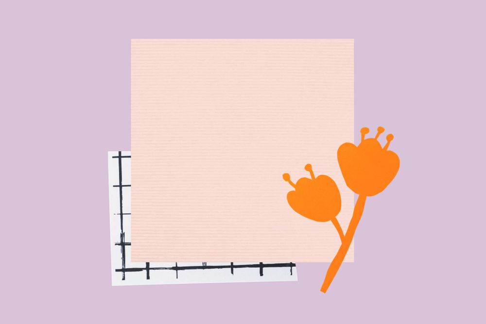 Cute memo pad, flower paper cut design, editable design