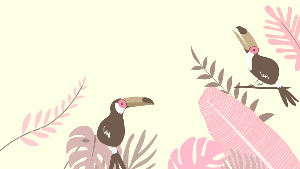 Pastel toucan desktop wallpaper, editable yellow design