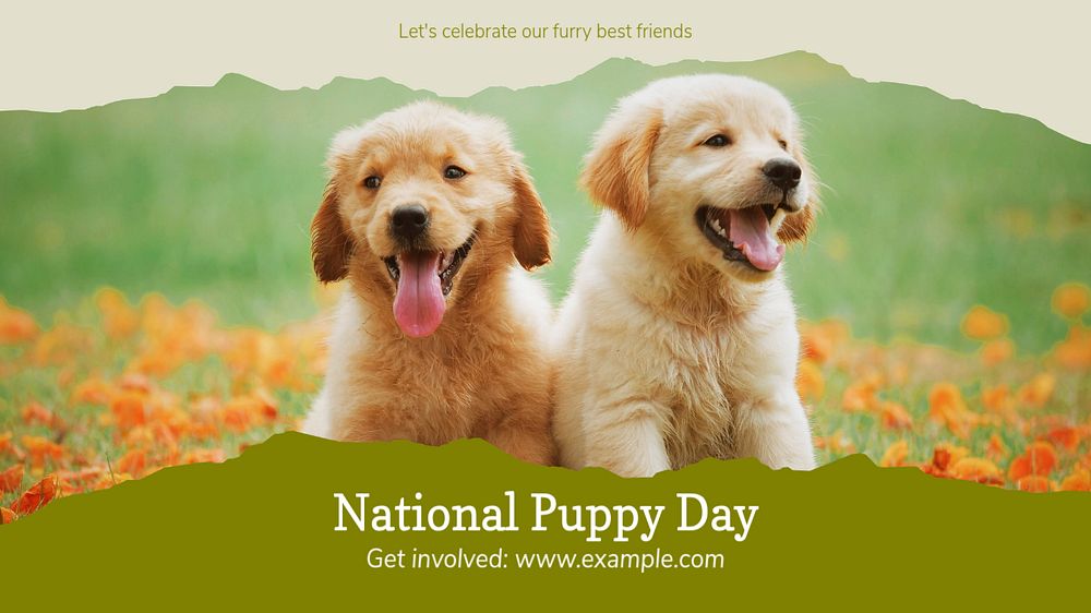 National puppy day blog banner template, editable text