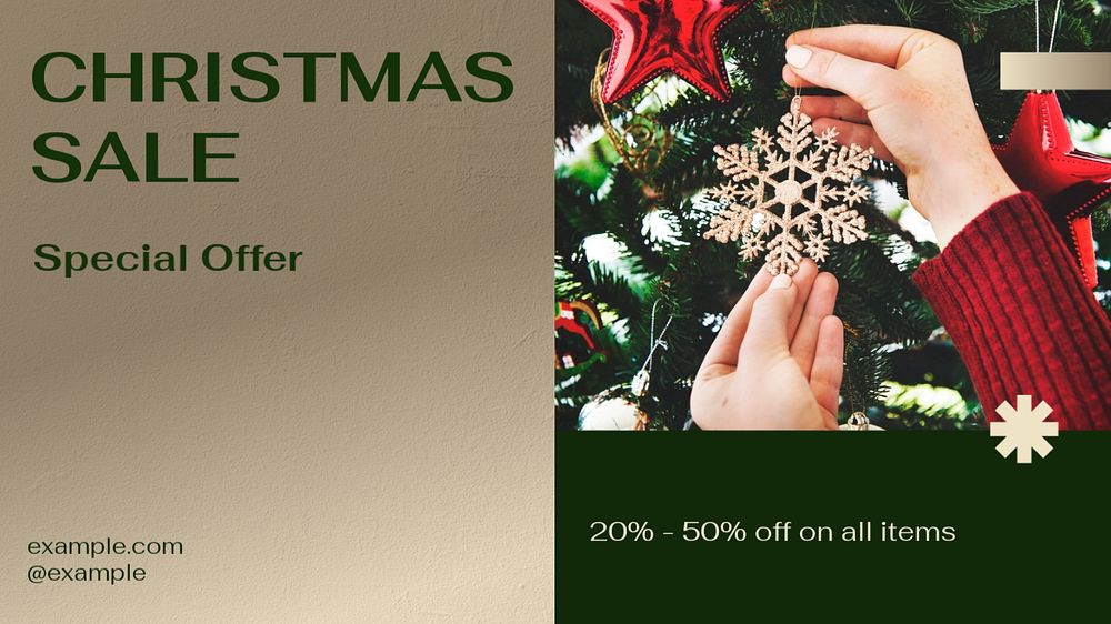 Christmas sale blog banner template, editable text