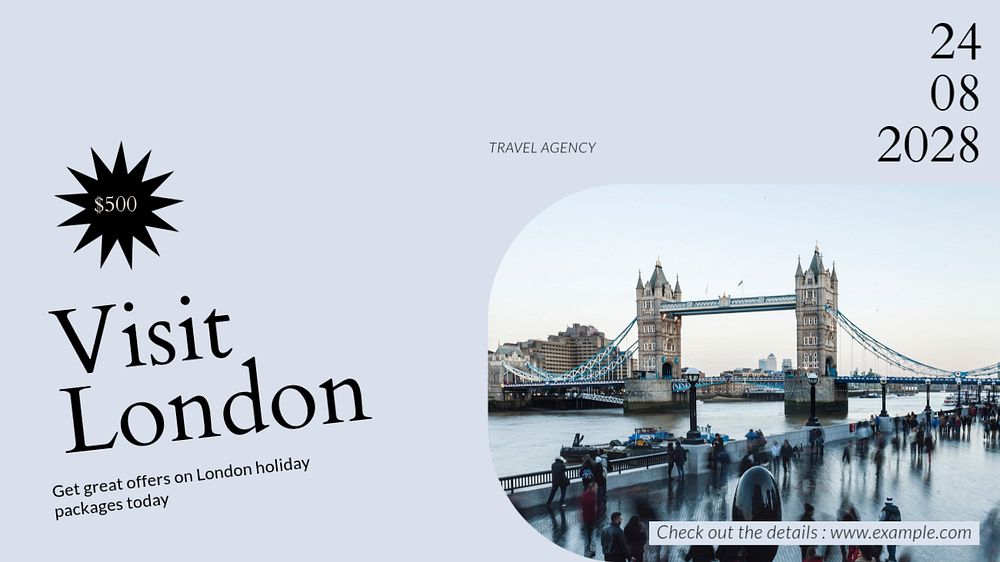 London holiday blog banner template, editable text