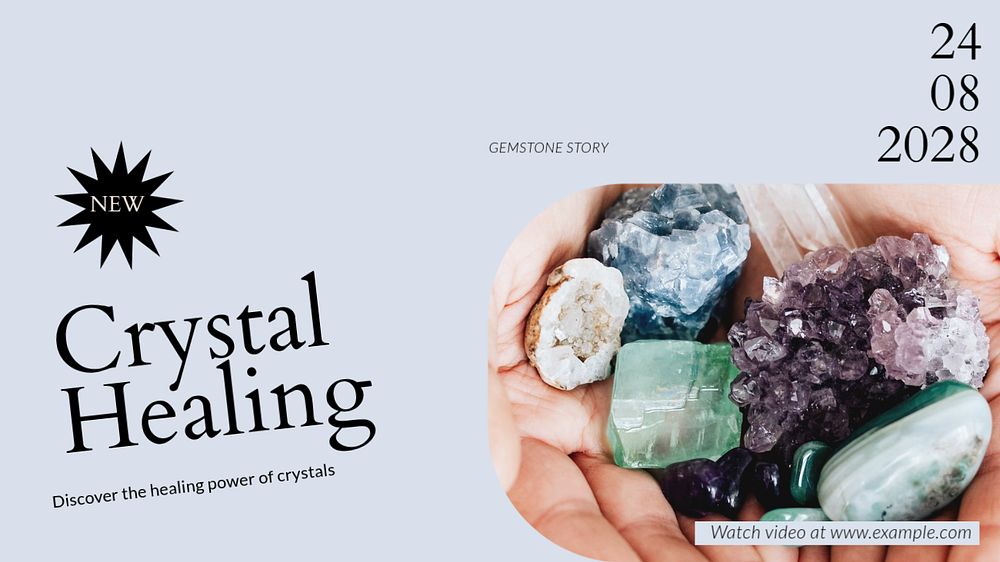 Crystal healing blog banner template, editable text