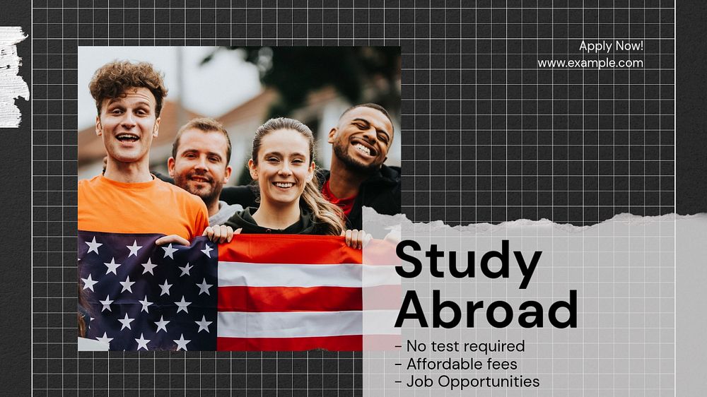 Study abroad blog banner template, editable text