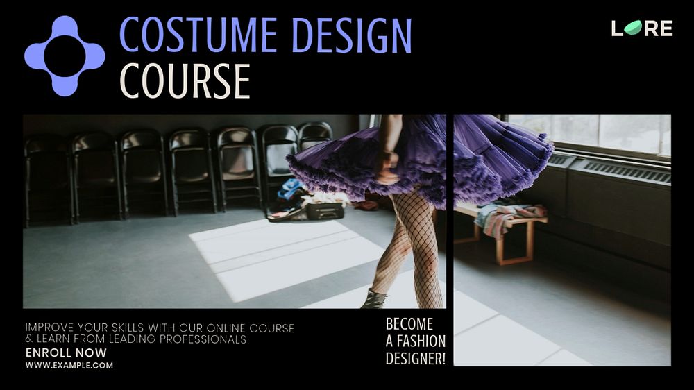 Costume design course blog banner template, editable text