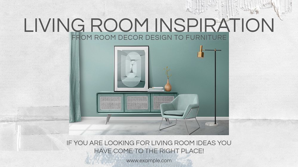 Living room inspiration blog banner template, editable text