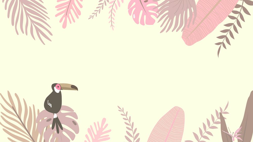 Pastel toucan desktop wallpaper, editable yellow design