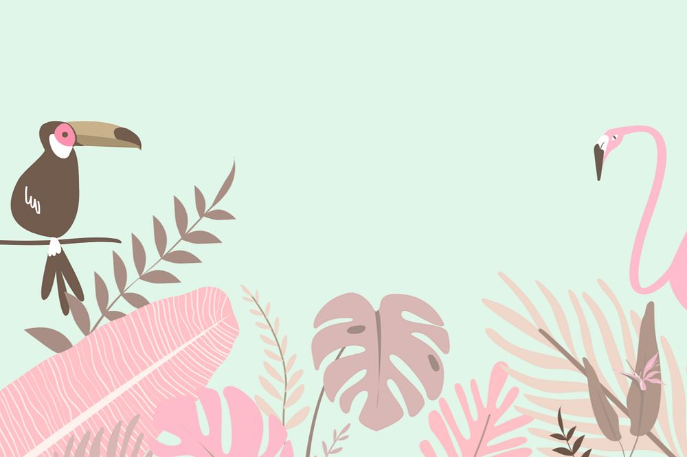 Pink pastel tropical border background, editable green design