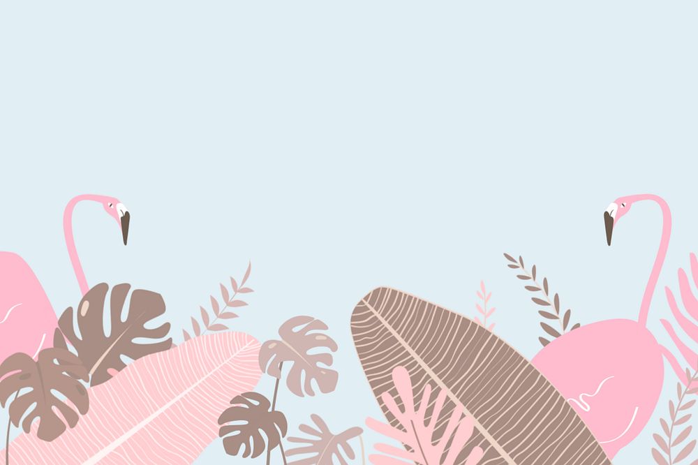 Pink tropical flamingo border background, editable blue design