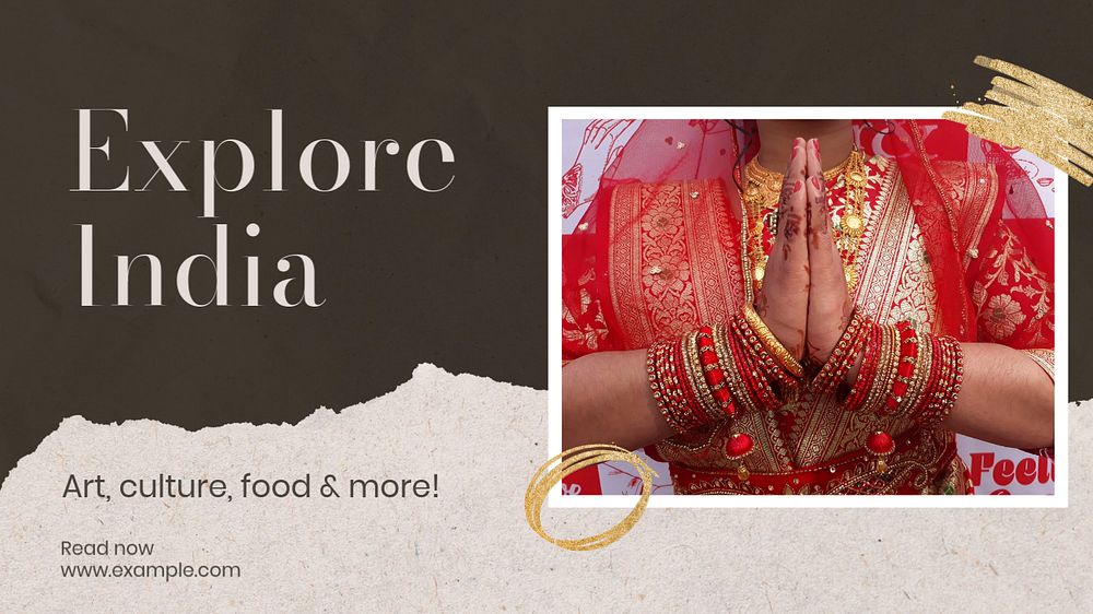 Indian art & culture blog banner template, editable text