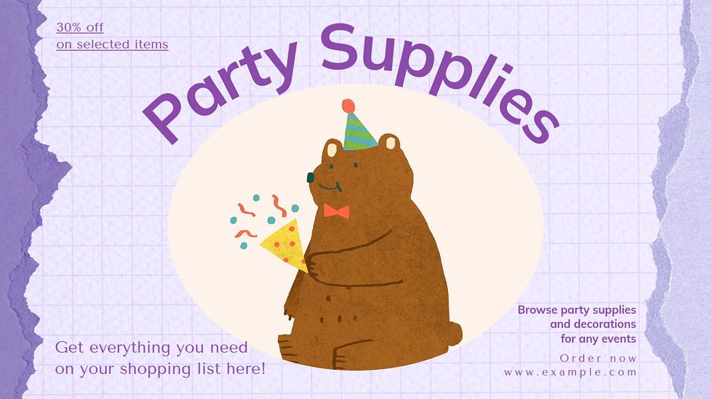 Party supplies blog banner template, editable text