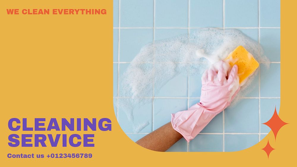 Cleaning service blog banner template, editable text