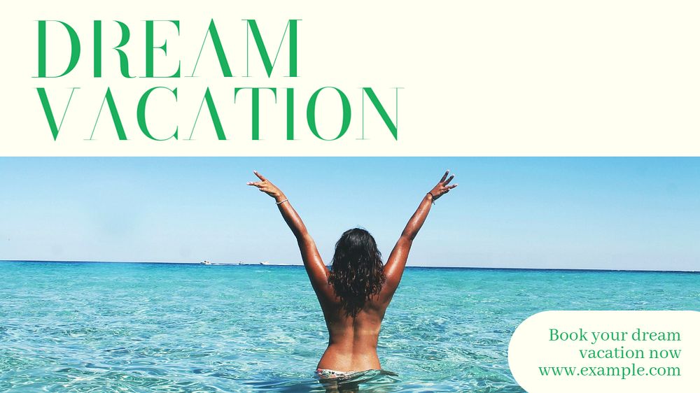 Dream vacation blog banner template, editable text