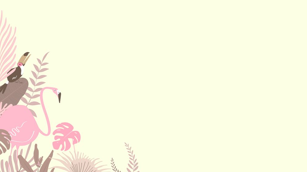 Pastel tropical birds desktop wallpaper, editable yellow design