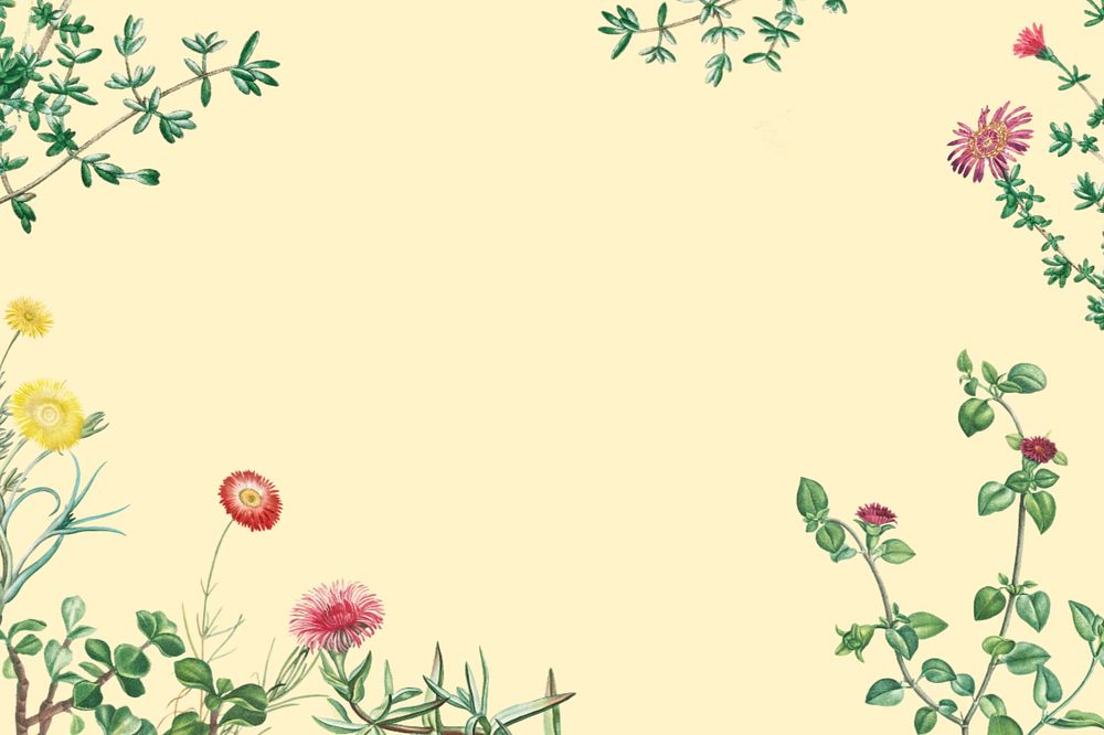 Colorful spring flowers background, beige border, editable design