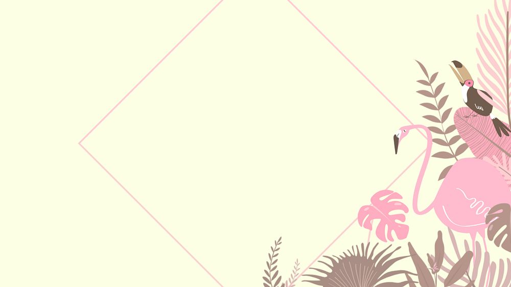 Pastel tropical frame desktop wallpaper, editable yellow design