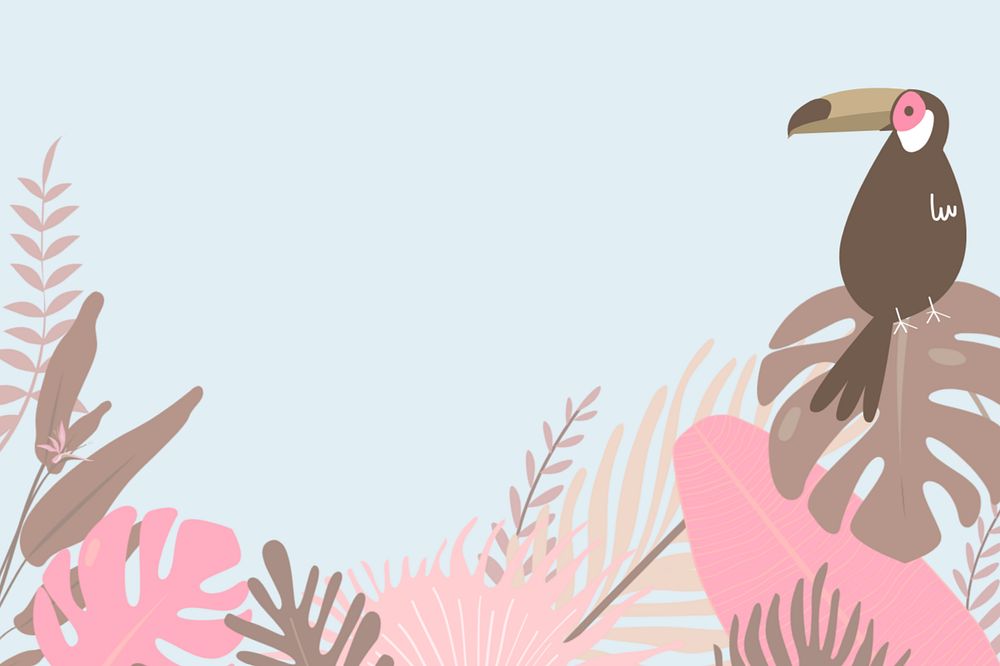 Pink pastel bird border background, editable blue design