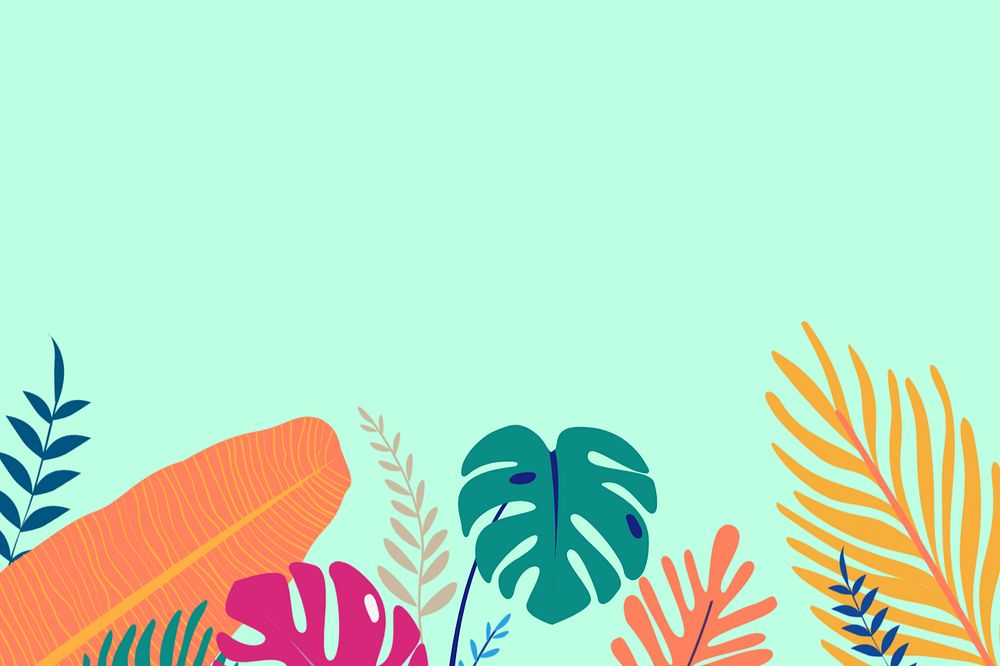 Colorful tropical summer leaf background, editable green design