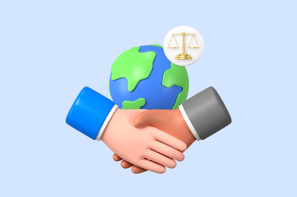 Environmental law, 3D business handshake remix, editable design