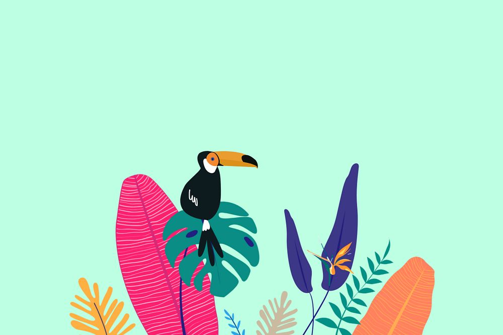 Colorful summer toucan border background