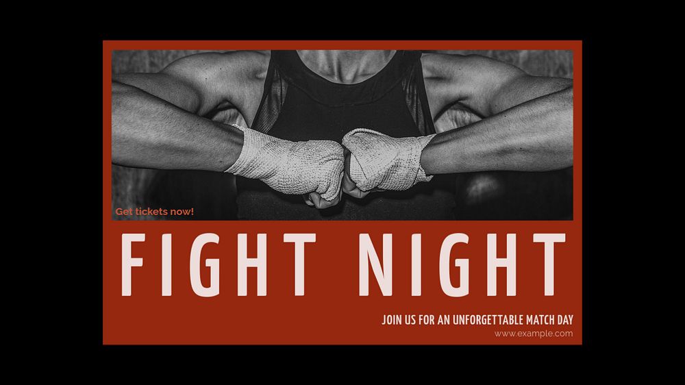 Fight night blog banner template, editable text