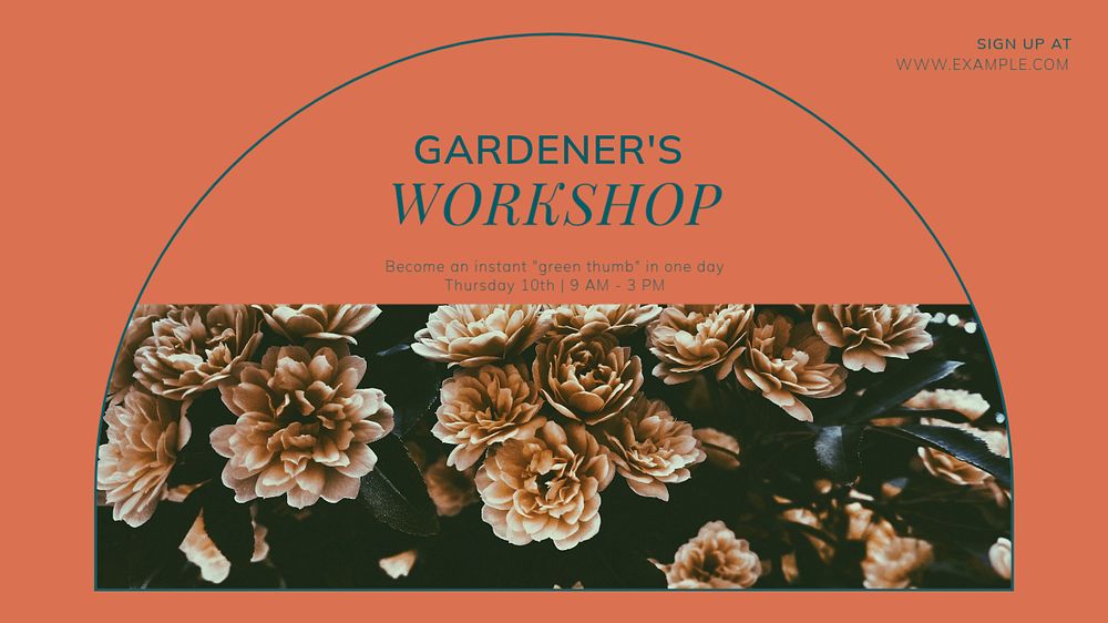 Gardener's workshop blog banner template, editable text