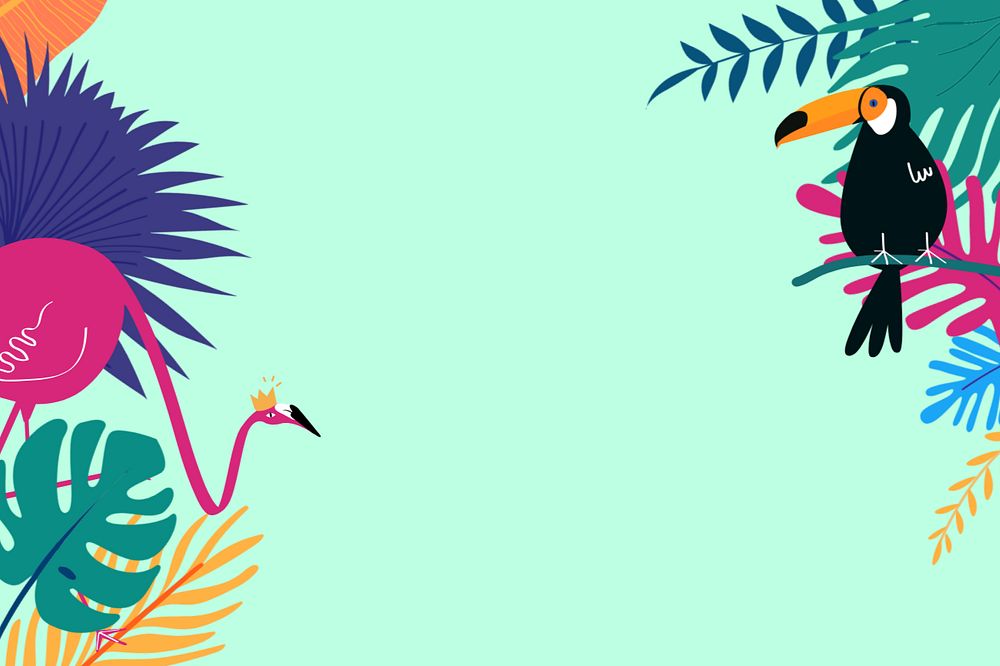 Colorful summer bird border background