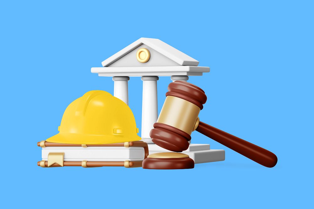 Employment lawyer remix, 3D gavel and helmet illustration, editable design