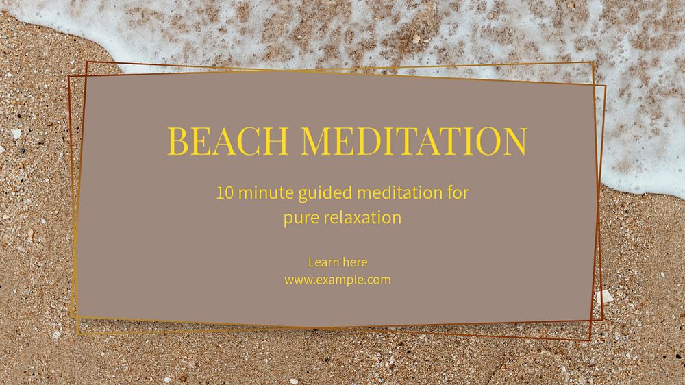 Beach meditation blog banner template, editable text