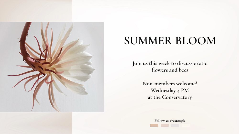 Summer bloom blog banner template, editable text