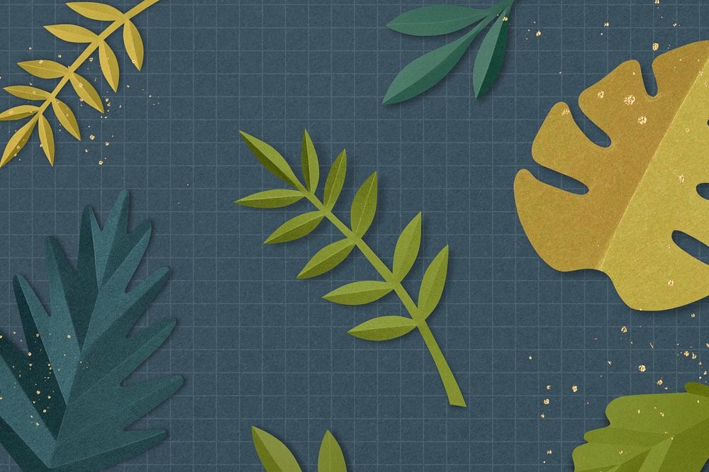 Paper craft leaf background, editable design