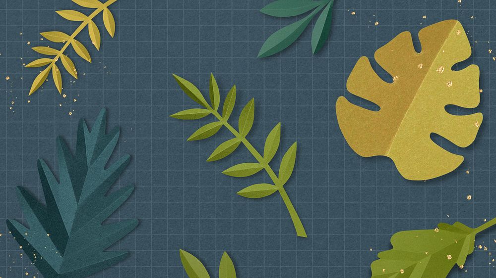 Paper craft leaf desktop wallpaper, editable design