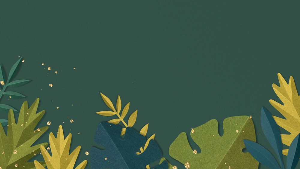 Paper craft leaf desktop wallpaper, editable design