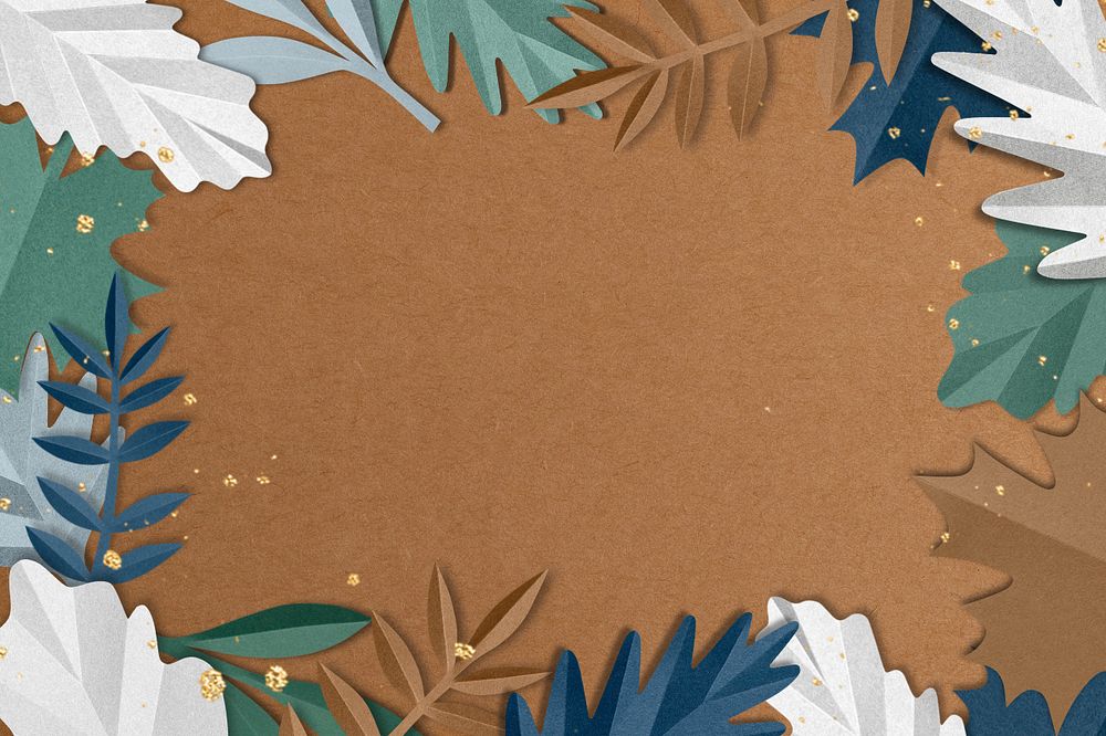 Paper craft leaf border background, editable design