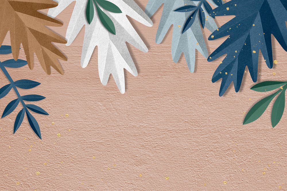 Paper craft leaf border background, editable design