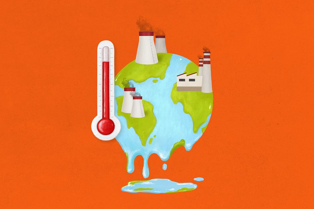 Melting globe, environment illustration, editable design