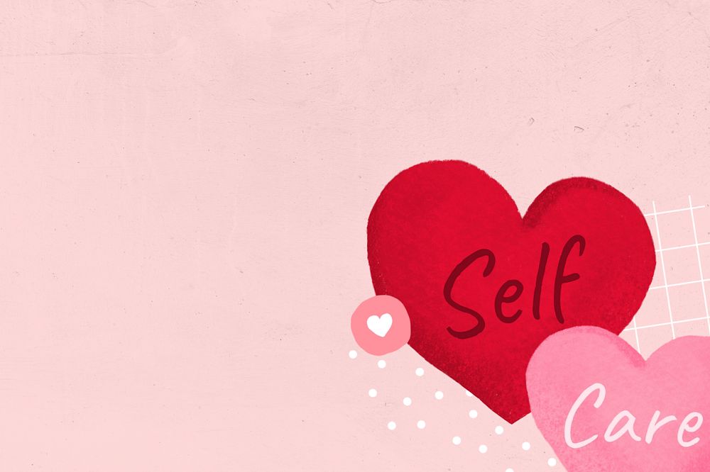 Self-care heart shapes background, editable design