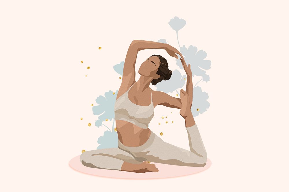 Yoga woman, aesthetic wellness remix, editable design