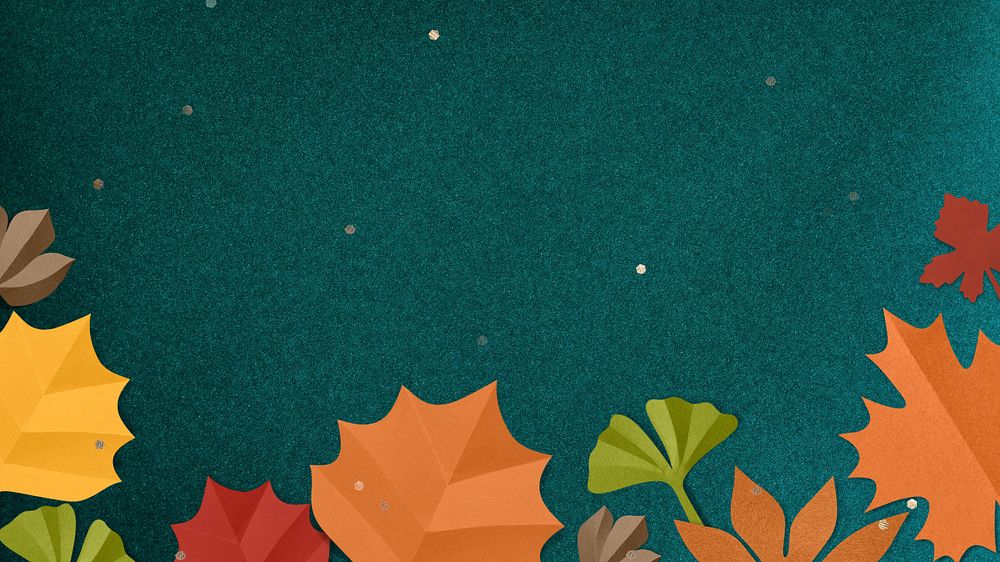 Paper craft leaf desktop wallpaper, editable design