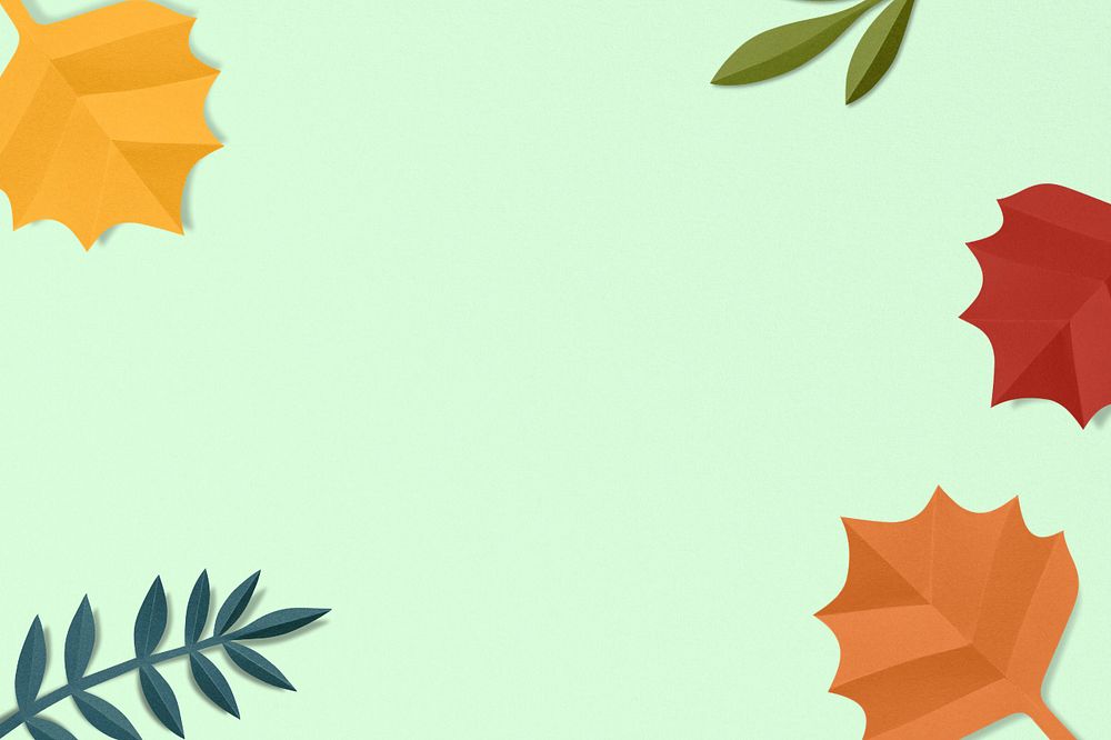 Paper craft leaf border background, editable design